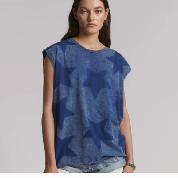 One Teaspoon Free People Star Dust Oversized Tank In Blue - Picture 3 of 13